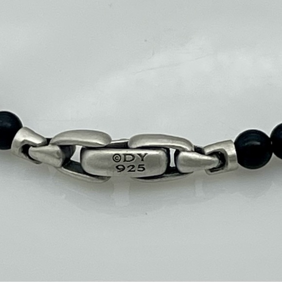 David Yurman Black Beaded Bracelet with Silver Clasp - Picture 3 of 4